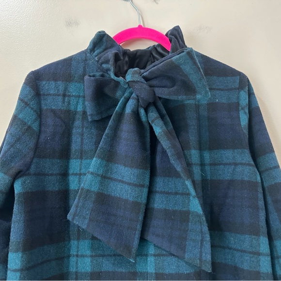 Tuckernuck Blackwatch Faye Plaid Wool Ruffle Neck Bow Back Blouse Top Sz S NWT - Picture 7 of 8